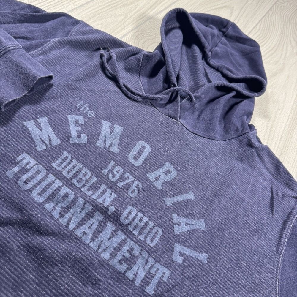 Memorial Tournament Golf Hoodie Mens XL Blue Striped Dublin Ohio Y2K Camp David
